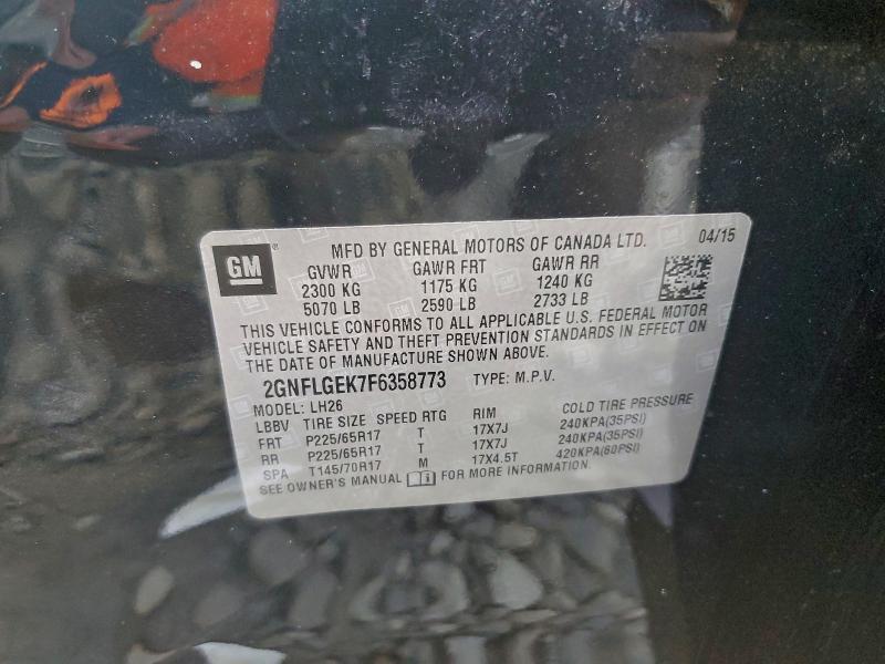 Aukcja sprzedaży 2015 Chevrolet Equinox, vin: 2GNFLGEK7F6358773, numer aukcji: 97394455