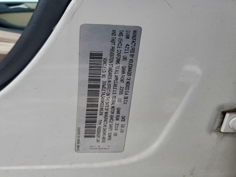 95616555 :رقم المزاد ، 3VWDZ7AJ4BM324539 vin ، 2011 Volkswagen Jetta Se مزاد بيع