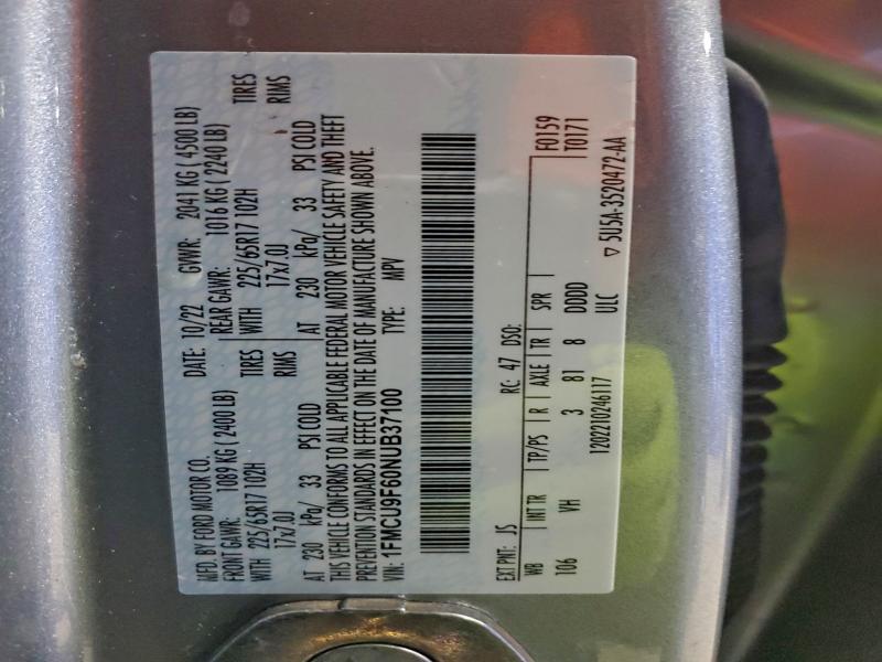 97286775 :رقم المزاد ، 1FMCU9F60NUB37100 vin ، 2022 Ford Escape مزاد بيع