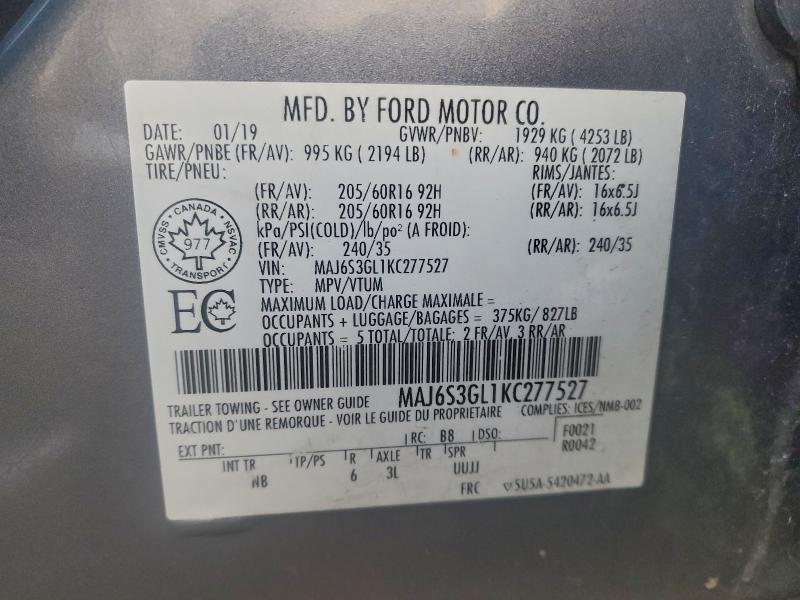 Продажа на аукционе авто 2019 Ford Ecosport S, vin: MAJ6S3GL1KC277527, номер лота: 97311955