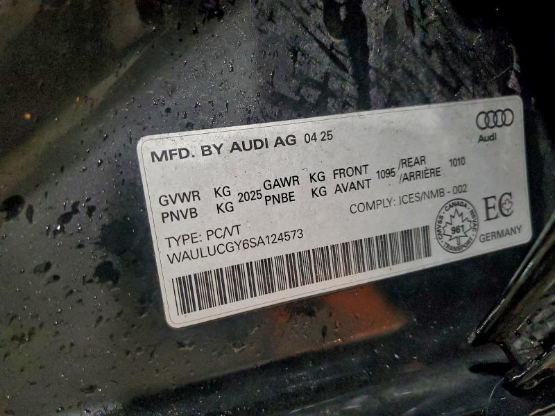 2025 Audi A3 მანქანა იყიდება აუქციონზე, vin: WAULUCGY6SA124573, აუქციონის ნომერი: 94120825