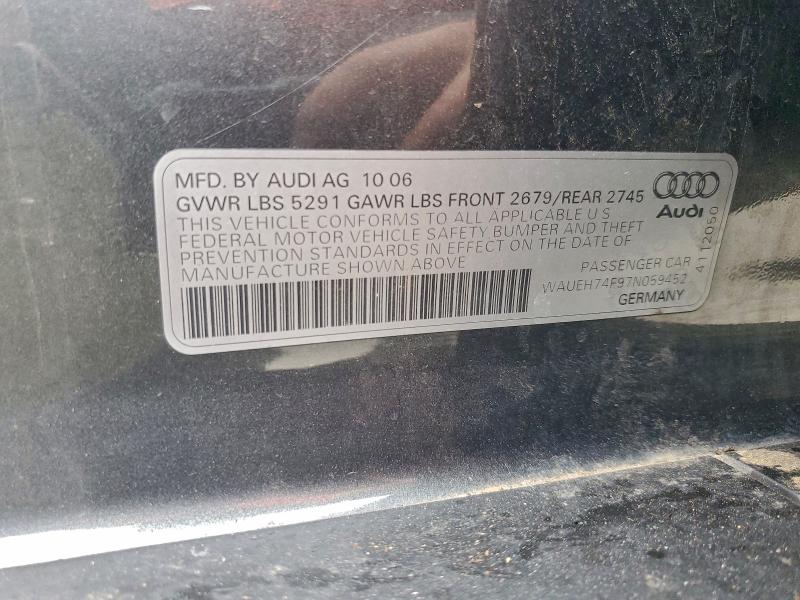 96405805 :رقم المزاد ، WAUEH74F97N059452 vin ، 2007 Audi A6 مزاد بيع