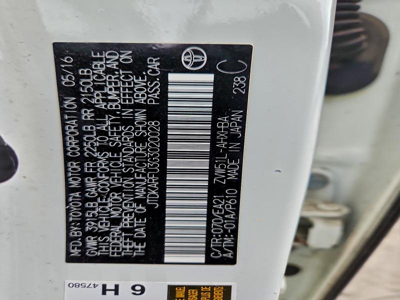 Продажа на аукционе авто 2016 Toyota Prius, vin: JTDKARFU3G3020028, номер лота: 95952995