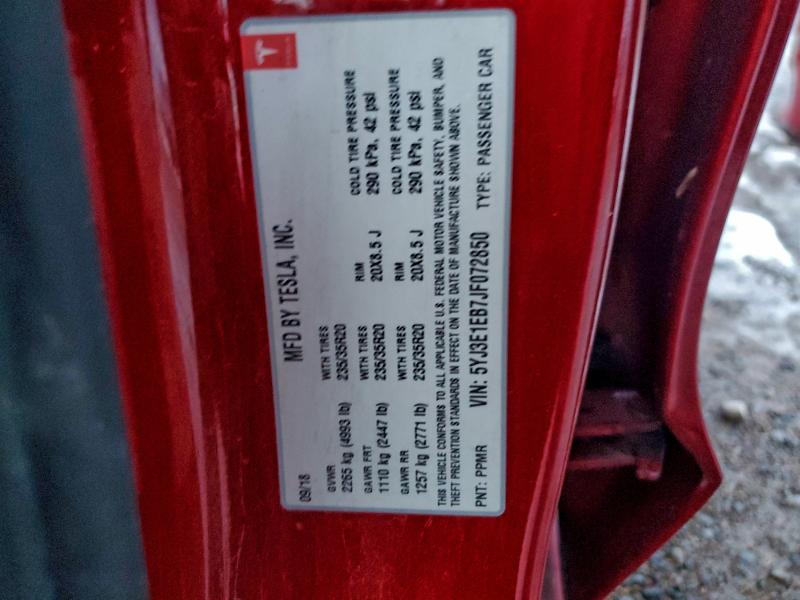 96499635 :رقم المزاد ، 5YJ3E1EB7JF072850 vin ، 2018 Tesla Model 3 مزاد بيع