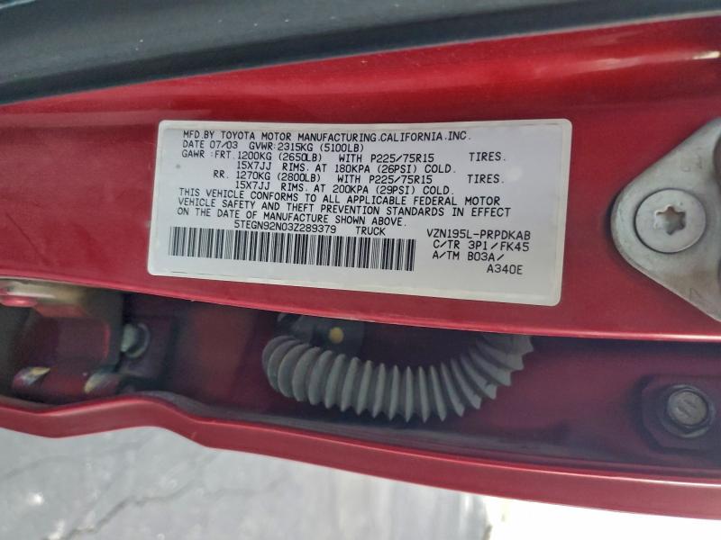 Aukcja sprzedaży 2003 Toyota Tacoma, vin: 5TEGN92N03Z289379, numer aukcji: 97561045