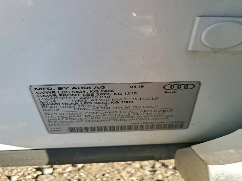 Aukcja sprzedaży 2019 Audi Q5, vin: WA1BNAFY9K2100905, numer aukcji: 97291525