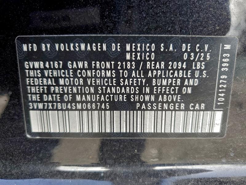 Продаж на аукціоні авто 2025 Volkswagen Jetta, vin: 3VW7X7BU4SM066745, номер лоту: 95163835