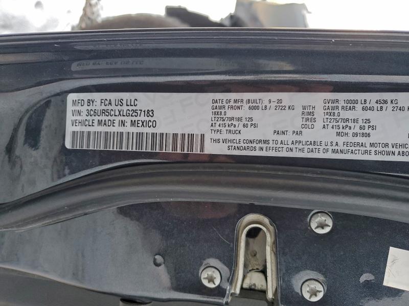 Продаж на аукціоні авто 2020 Ram 2500, vin: 3C6UR5CLXLG257183, номер лоту: 96439655