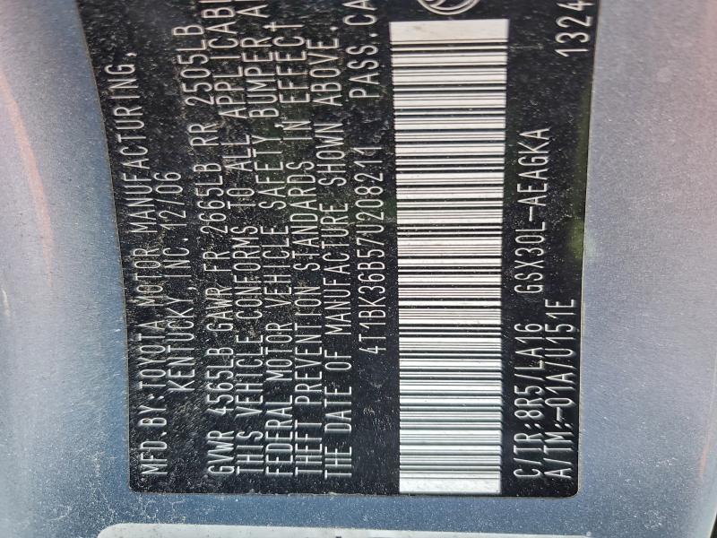 Aukcja sprzedaży 2007 Toyota Avalon, vin: 4T1BK36B57U208211, numer aukcji: 95780105