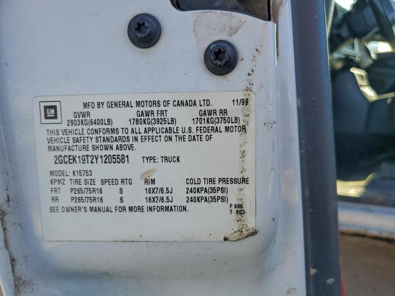 94826815 :رقم المزاد ، 2GCEK19T2Y1205581 vin ، 2000 Chevrolet Silverado مزاد بيع