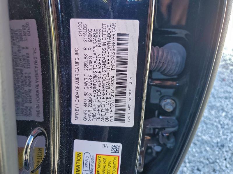 Aukcja sprzedaży 2020 Honda Accord, vin: 1HGCV1F31LA058074, numer aukcji: 97687545