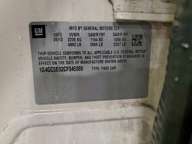 Продажа на аукционе авто 2012 Buick Lacrosse, vin: 1G4GC5E32CF345369, номер лота: 93839165
