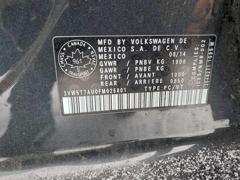 96057115 :رقم المزاد ، 3VW5T7AU0FM025801 vin ، 2015 Volkswagen Gti مزاد بيع