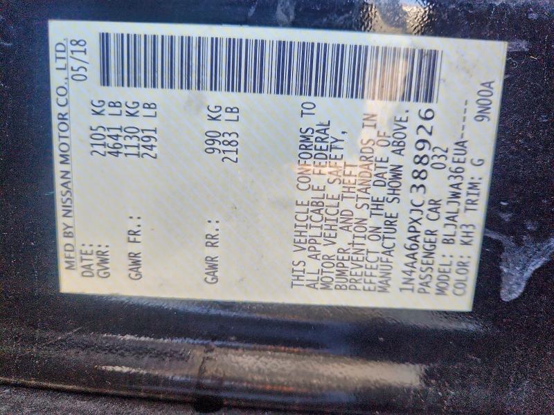 94058545 :رقم المزاد ، 1N4AA6APXJC388926 vin ، 2018 Nissan Maxima 3.5 مزاد بيع