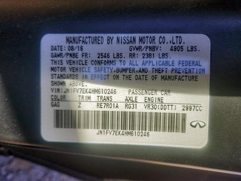 96107845 :رقم المزاد ، JN1FV7EK4HM610246 vin ، 2017 Infiniti Q60 Red Sp مزاد بيع