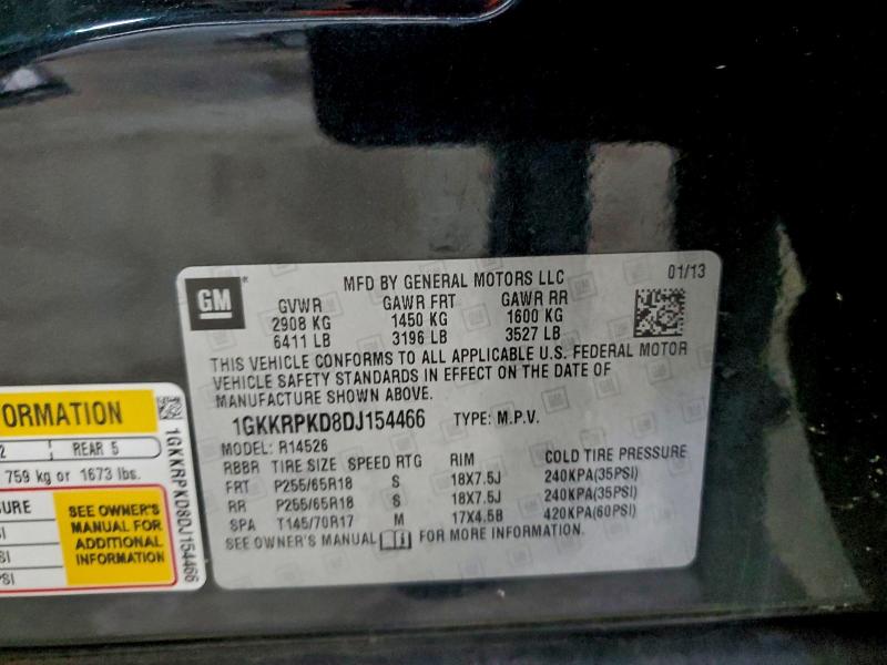 Aukcja sprzedaży 2013 Gmc Acadia Sle, vin: 1GKKRPKD8DJ154466, numer aukcji: 95162125