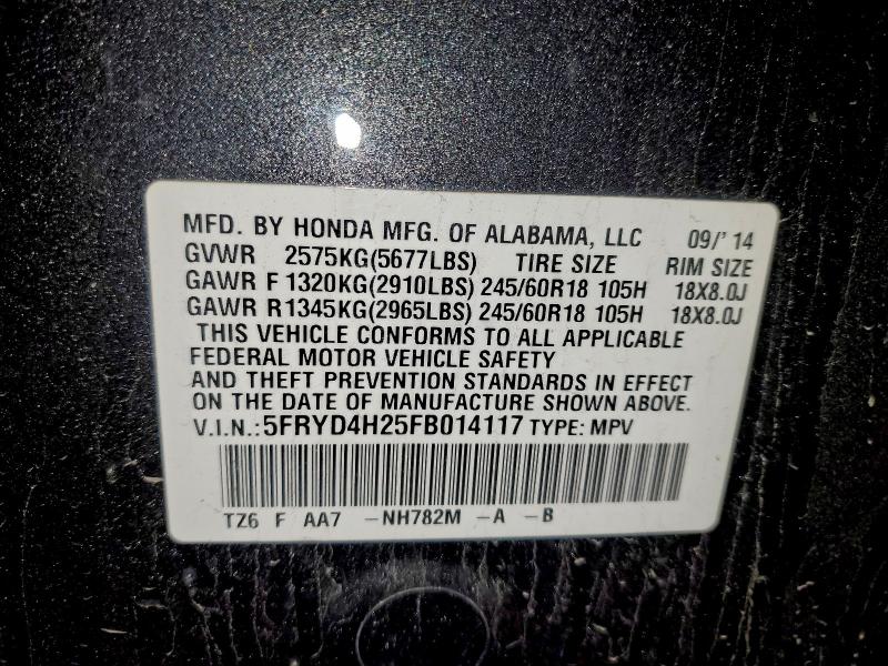 Продажа на аукционе авто 2015 Acura Mdx, vin: 5FRYD4H25FB014117, номер лота: 97240985