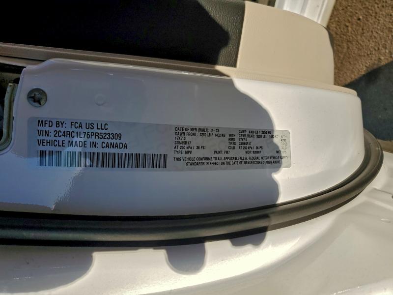 2023 Chrysler Pacifica H მანქანა იყიდება აუქციონზე, vin: 2C4RC1L76PR523309, აუქციონის ნომერი: 98211465