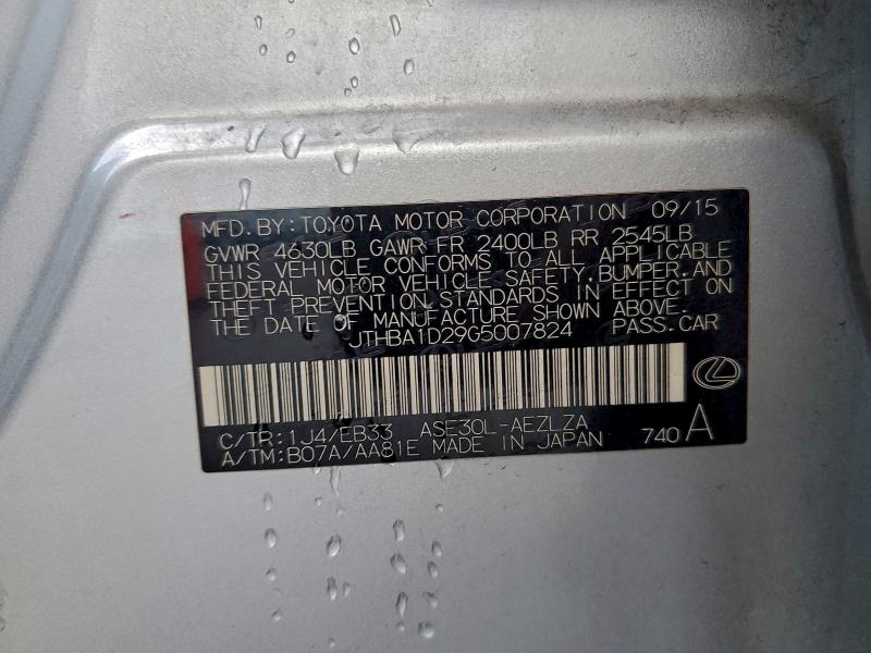 Aukcja sprzedaży 2016 Lexus Is 200t, vin: JTHBA1D29G5007824, numer aukcji: 98089415