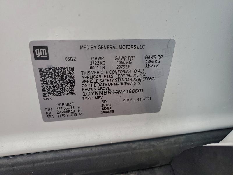 Aukcja sprzedaży 2022 Cadillac Xt5, vin: 1GYKNBR44NZ168801, numer aukcji: 97325775