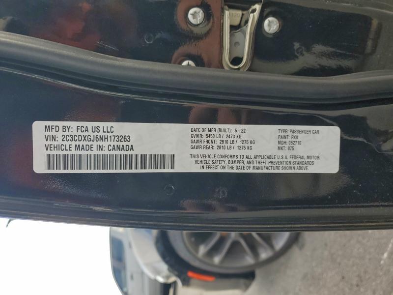 94902975 :رقم المزاد ، 2C3CDXGJ6NH173263 vin ، 2022 Dodge Charger مزاد بيع