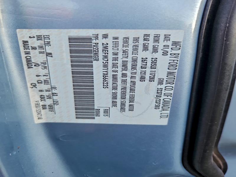 Продажа на аукционе авто 2000 Mercury Grand Marquis, vin: 2MEFM75W1YX666235, номер лота: 94965285