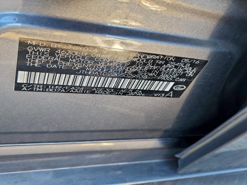 97835165 :رقم المزاد ، JTHBA1D22G5029938 vin ، 2016 Lexus Is 200t مزاد بيع