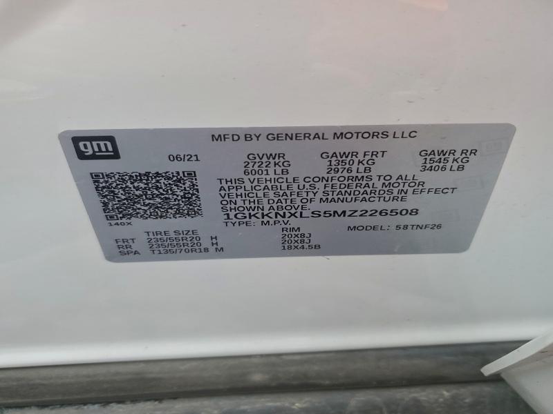 Aukcja sprzedaży 2021 Gmc Acadia, vin: 1GKKNXLS5MZ226508, numer aukcji: 94910805