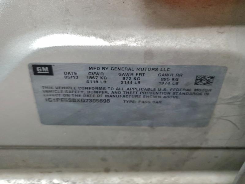 Продажа на аукционе авто 2013 Chevrolet Cruze, vin: 1G1PE5SBXD7305698, номер лота: 95007235