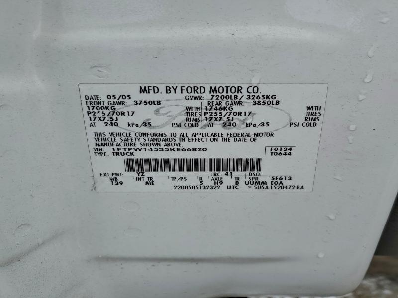 97240525 :رقم المزاد ، 1FTPW14535KE66820 vin ، 2005 Ford F150 مزاد بيع