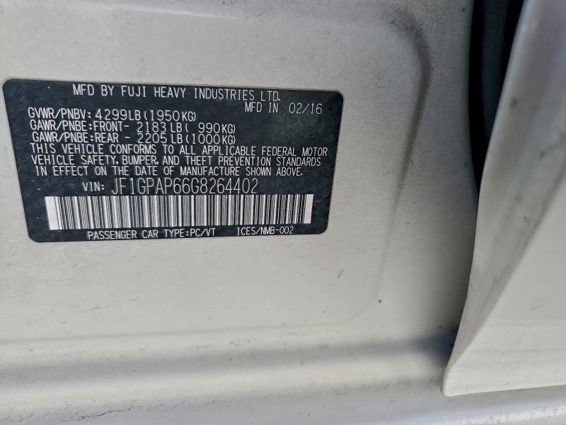 2016 Subaru Impreza Sp მანქანა იყიდება აუქციონზე, vin: JF1GPAP66G8264402, აუქციონის ნომერი: 95783145