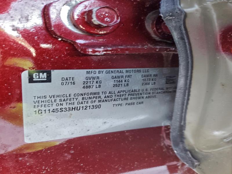 Aukcja sprzedaży 2017 Chevrolet Impala, vin: 1G1145S33HU121390, numer aukcji: 95406125