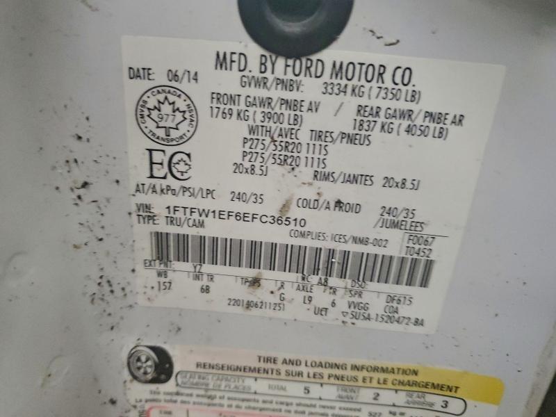 Aukcja sprzedaży 2014 Ford F150, vin: 1FTFW1EF6EFC36510, numer aukcji: 96550535