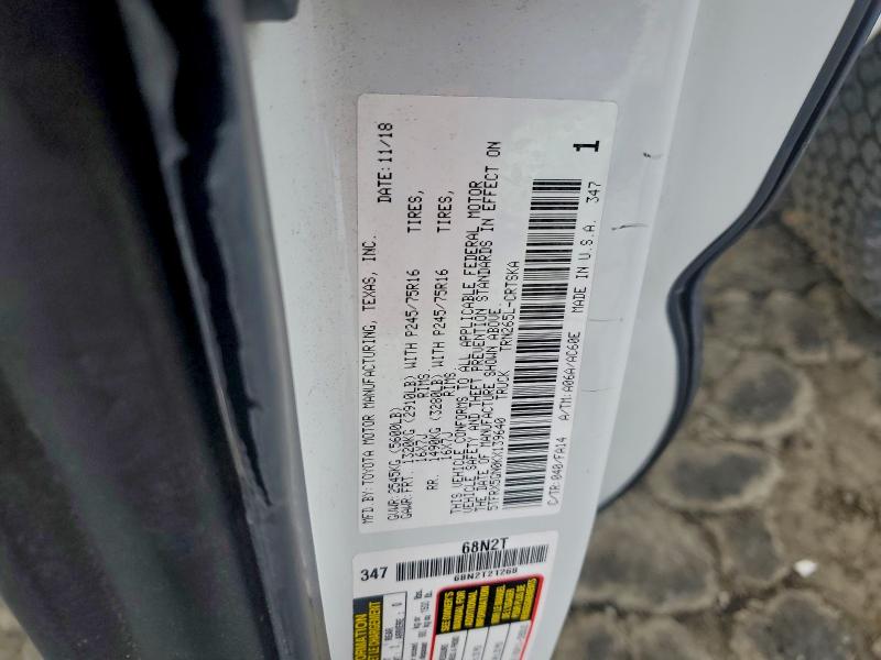95310395 :رقم المزاد ، 5TFRX5GN0KX139640 vin ، 2019 Toyota Tacoma Acc مزاد بيع