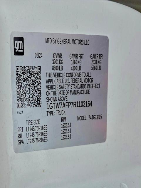 95794255 :رقم المزاد ، 1GTW7AFP7R1103164 vin ، 2024 Gmc Savana مزاد بيع