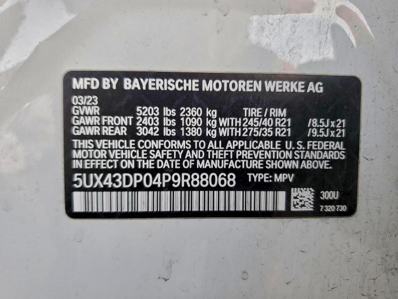 94639435 :رقم المزاد ، 5UX43DP04P9R88068 vin ، 2023 Bmw X3 مزاد بيع