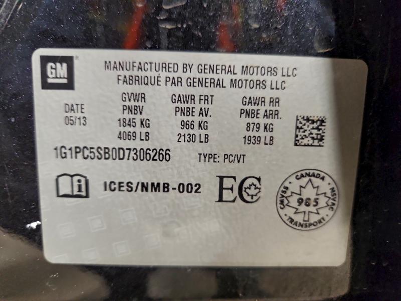 97122405 :رقم المزاد ، 1G1PC5SB0D7306266 vin ، 2013 Chevrolet Cruze مزاد بيع