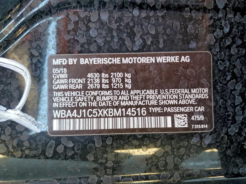 2019 Bmw 430i Gran მანქანა იყიდება აუქციონზე, vin: WBA4J1C5XKBM14516, აუქციონის ნომერი: 95737645