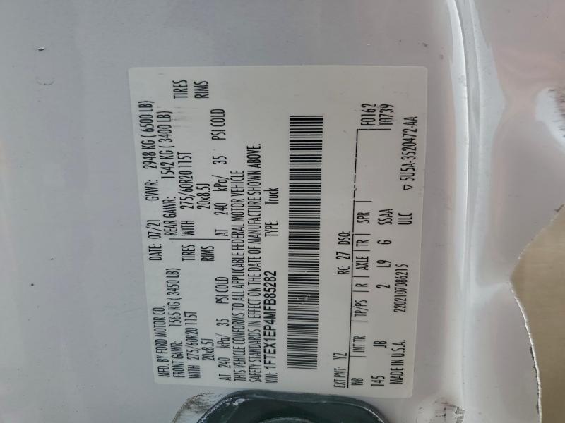 Aukcja sprzedaży 2021 Ford F-150, vin: 1FTEX1EP4MFB85282, numer aukcji: 94939925