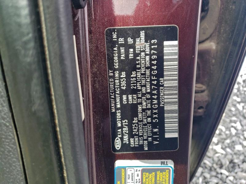 2015 Kia Optima მანქანა იყიდება აუქციონზე, vin: 5XXGM4A74FG449713, აუქციონის ნომერი: 95492885