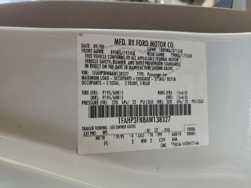 Aukcja sprzedaży 2010 Ford Focus, vin: 1FAHP3FN8AW138327, numer aukcji: 97643445