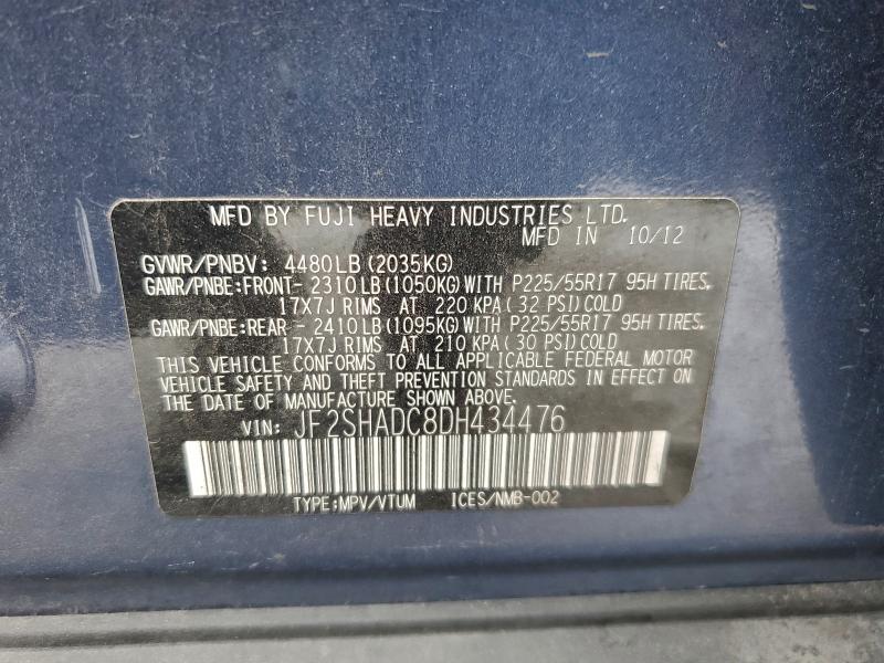 96540135 :رقم المزاد ، JF2SHADC8DH434476 vin ، 2013 Subaru Forester مزاد بيع