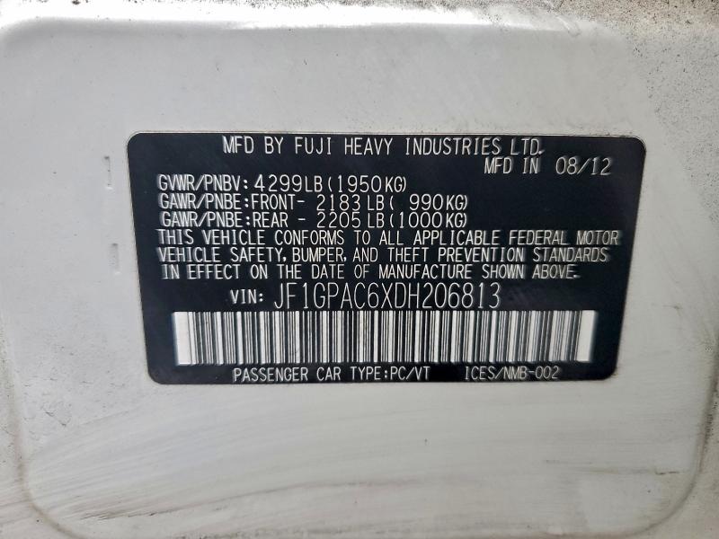 Продажа на аукционе авто 2013 Subaru Impreza, vin: JF1GPAC6XDH206813, номер лота: 97347665