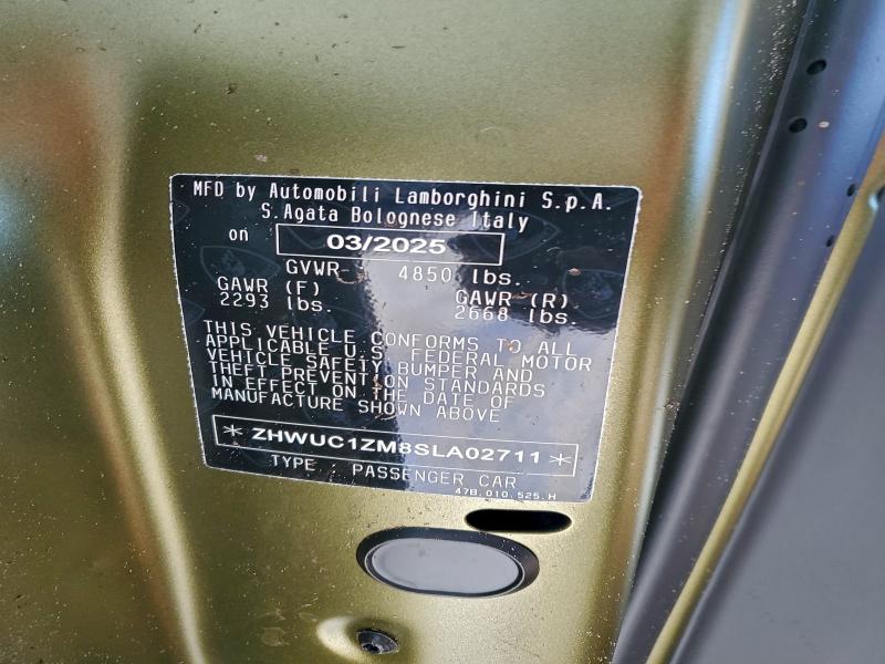 95155985 :رقم المزاد ، ZHWUC1ZM8SLA02711 vin ، 2025 Lamborghini Revuelto مزاد بيع