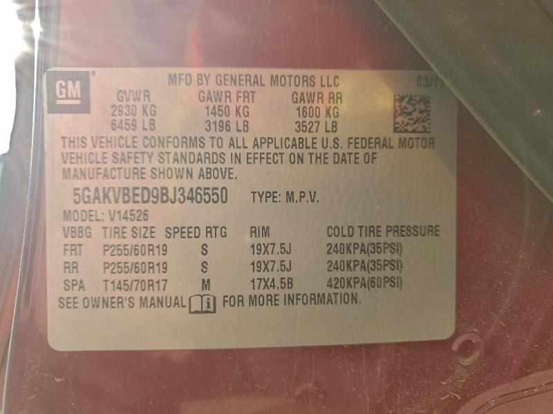Aukcja sprzedaży 2011 Buick Enclave, vin: 5GAKVBED9BJ346550, numer aukcji: 96615425