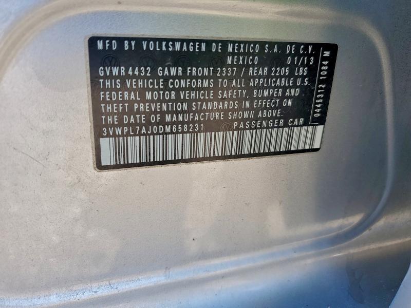 94814255 :رقم المزاد ، 3VWPL7AJ0DM658231 vin ، 2013 Volkswagen Jetta مزاد بيع