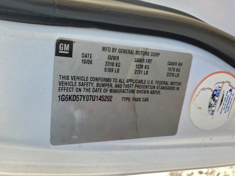 94939615 :رقم المزاد ، 1G6KD57Y07U145292 vin ، 2007 Cadillac Dts مزاد بيع