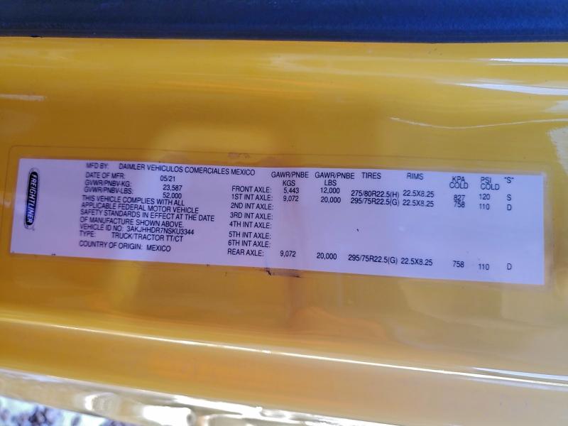 Продаж на аукціоні авто 2022 Freigliner Cascadia, vin: 3AKJHHDR7NSKU3344, номер лоту: 97595545