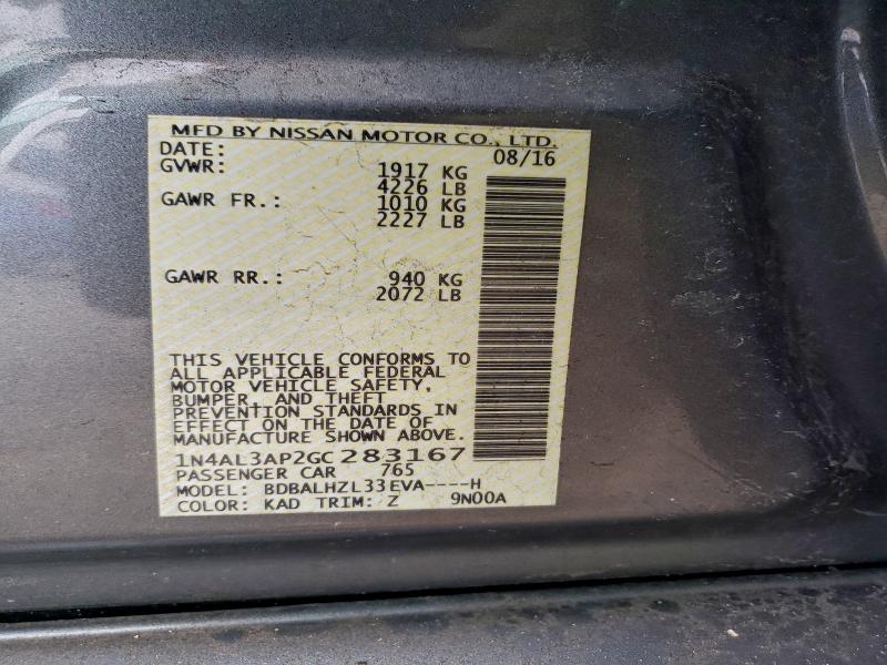Aukcja sprzedaży 2016 Nissan Altima 2.5, vin: 1N4AL3AP2GC283167, numer aukcji: 98471135