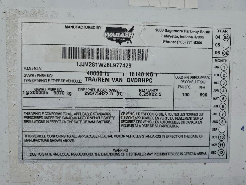 95473405 :رقم المزاد ، 1JJV281W26L977429 vin ، 2006 Waba Dry Van مزاد بيع